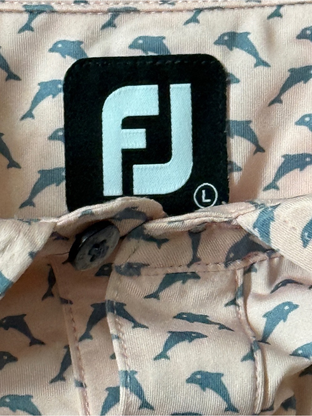 FootJoy Peach-Pink Mini Print of Dolphins Polo Shirt - Picture 5 of 5